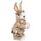 12" Beige Girl Easter Rabbit Figurine with Plaid Dress